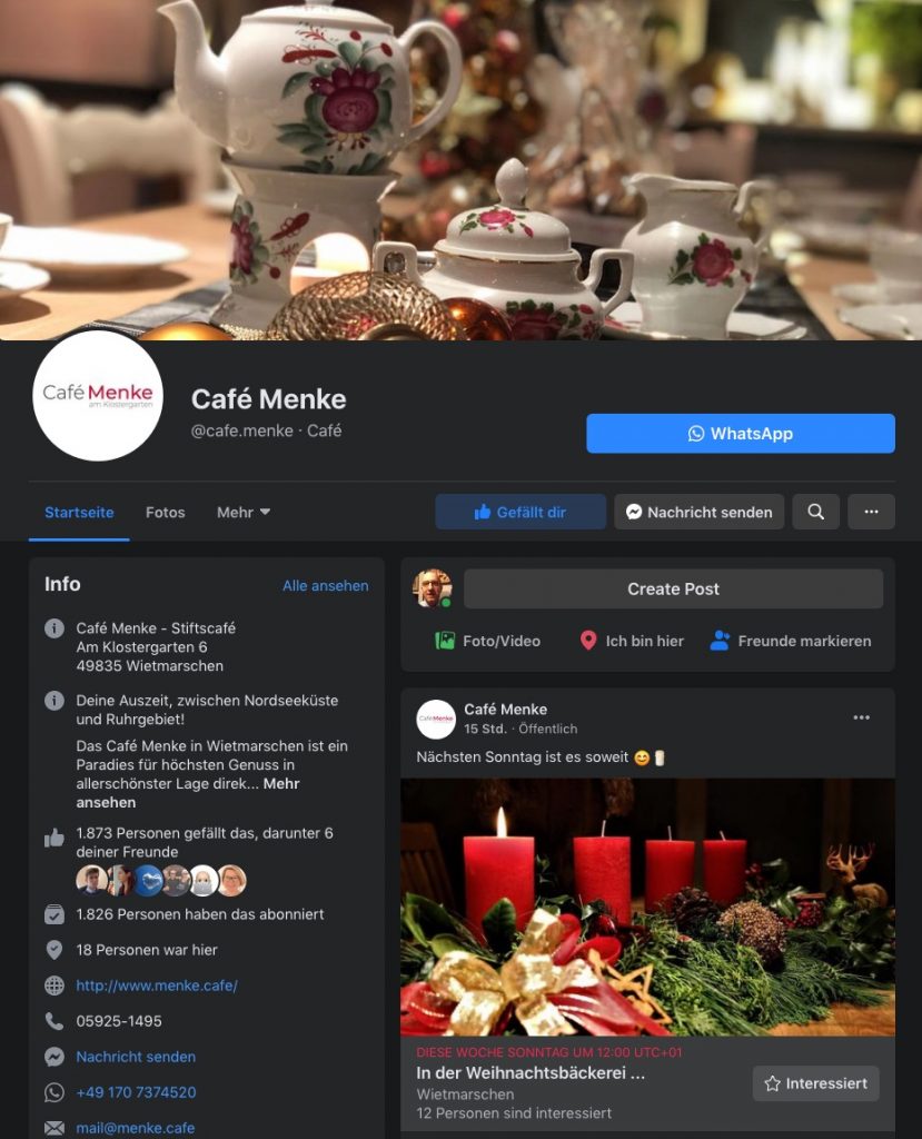 Café Menke bei Facebook